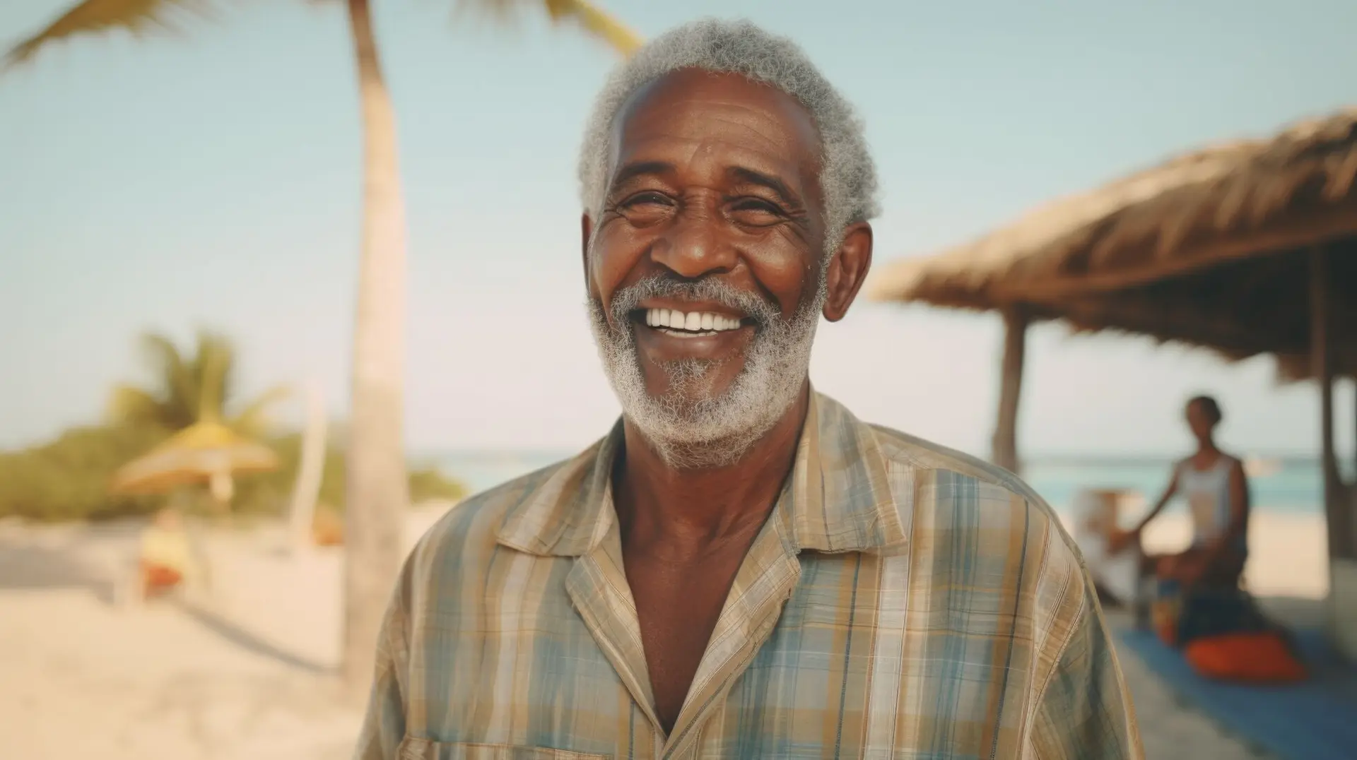 An older man smiling outdoors